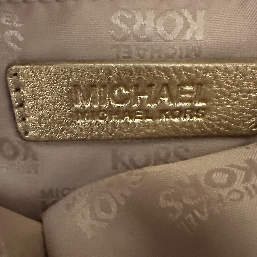 Michael Kors Gold Sequin Tote MK Monogram Shoulder Bag - Picture 2 of 5